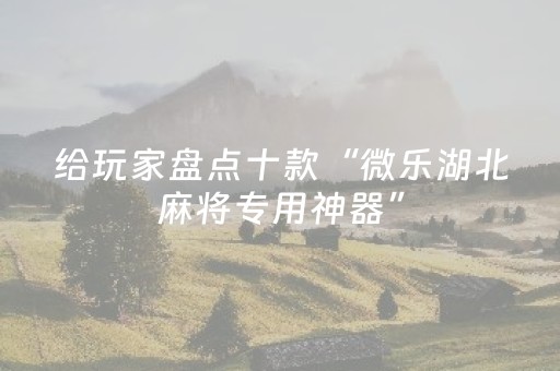 给玩家盘点十款“微乐湖北麻将专用神器”（万能开挂器)