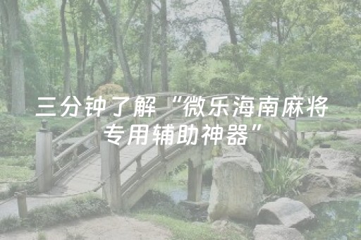 三分钟了解“微乐海南麻将专用辅助神器”（外辅工具)