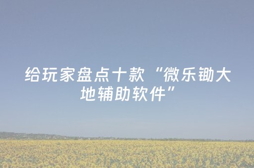 给玩家盘点十款“微乐锄大地辅助软件”（怎么控制输赢)