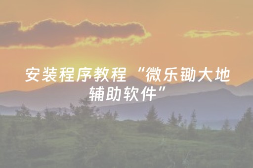 安装程序教程“微乐锄大地辅助软件”（挂件神器)