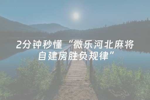 2分钟秒懂“微乐河北麻将自建房胜负规律”（开挂辅助插件)
