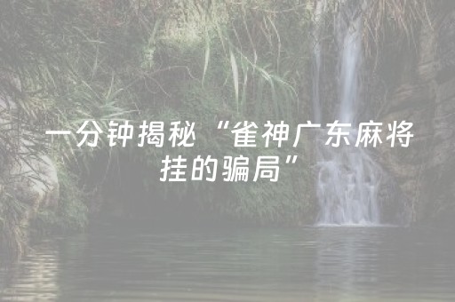 一分钟揭秘“雀神广东麻将挂的骗局”（怎么能让牌好一点)