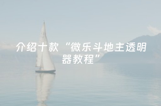 介绍十款“微乐斗地主透明器教程”（有没有猫腻)