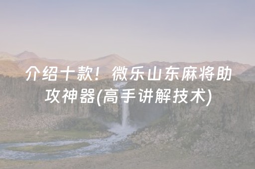 介绍十款！微乐山东麻将助攻神器(高手讲解技术)