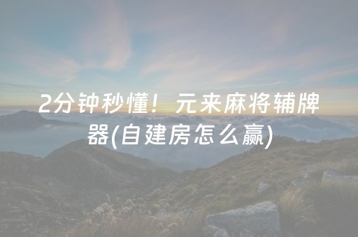 2分钟秒懂！元来麻将辅牌器(自建房怎么赢)