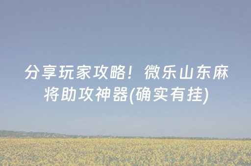 分享玩家攻略！微乐山东麻将助攻神器(确实有挂)