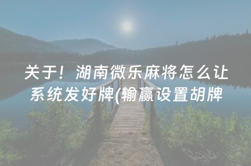 必看教程“微乐麻将铺牌器2025（助赢神器通用版）