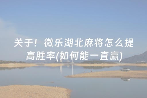 关于！微乐湖北麻将怎么提高胜率(如何能一直赢)