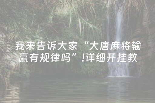 我来告诉大家“大唐麻将输赢有规律吗”!详细开挂教程-抖音