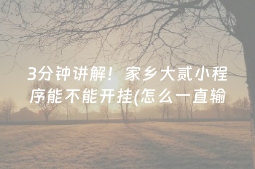 3分钟讲解！家乡大贰小程序能不能开挂(怎么一直输)