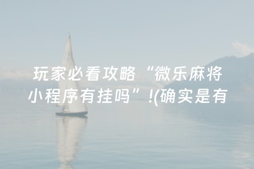 玩家必看攻略“微乐麻将小程序有挂吗”!(确实是有挂)-抖音