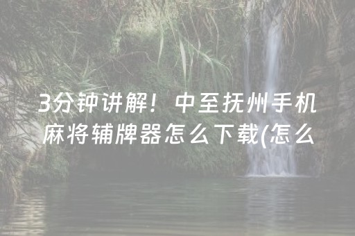 3分钟讲解！中至抚州手机麻将辅牌器怎么下载(怎么能让胜率高)