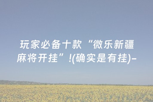 玩家必备十款“微乐新疆麻将开挂”!(确实是有挂)-抖音
