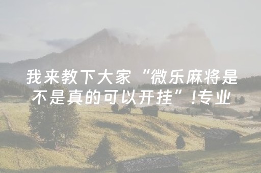 教程辅助“小程序微乐麻将怎么玩提高胜率（助赢神器通用版）