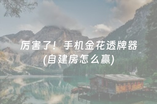 厉害了！手机金花透牌器(自建房怎么赢)