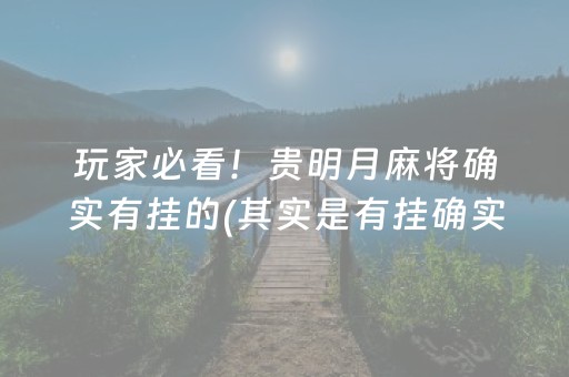 玩家必看！贵明月麻将确实有挂的(其实是有挂确实有挂)