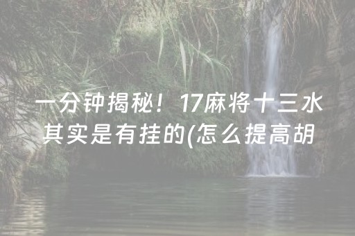 一分钟揭秘！17麻将十三水其实是有挂的(怎么提高胡牌率)