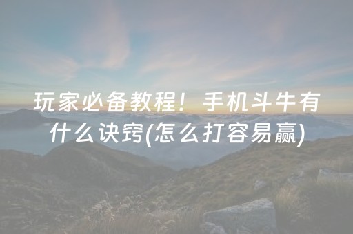 玩家必备教程！手机斗牛有什么诀窍(怎么打容易赢)