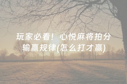 玩家必看！心悦麻将拍分输赢规律(怎么打才赢)