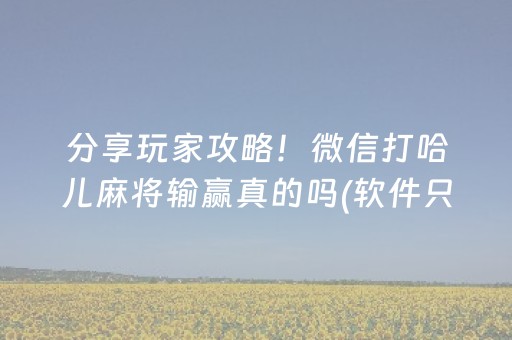 分享玩家攻略！微信打哈儿麻将输赢真的吗(软件只赢不输)