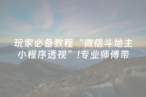 玩家必备教程“微信斗地主小程序透视”!专业师傅带你一起了解（详细教程）-抖音