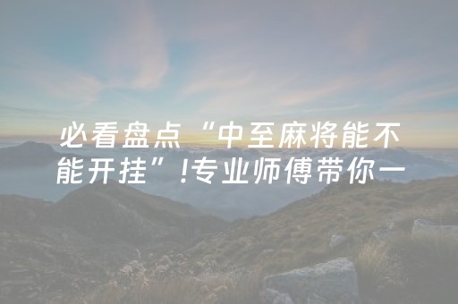 必看盘点“中至麻将能不能开挂”!专业师傅带你一起了解（详细教程）-抖音