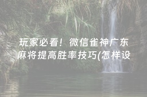 玩家必看！微信雀神广东麻将提高胜率技巧(怎样设置好牌)