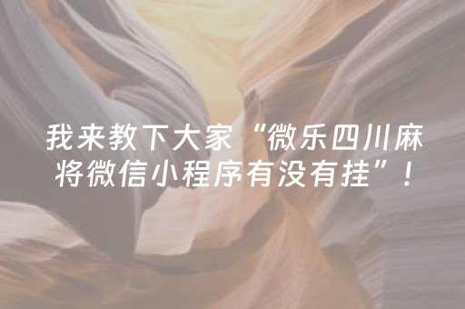 我来教下大家“微乐四川麻将微信小程序有没有挂”!详细开挂教程-抖音