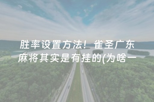 胜率设置方法！雀圣广东麻将其实是有挂的(为啥一直输)