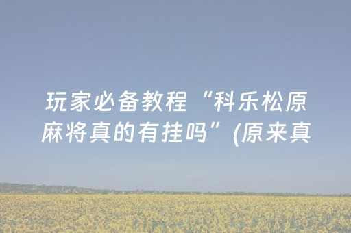 玩家必备教程“科乐松原麻将真的有挂吗”(原来真的有挂)-抖音