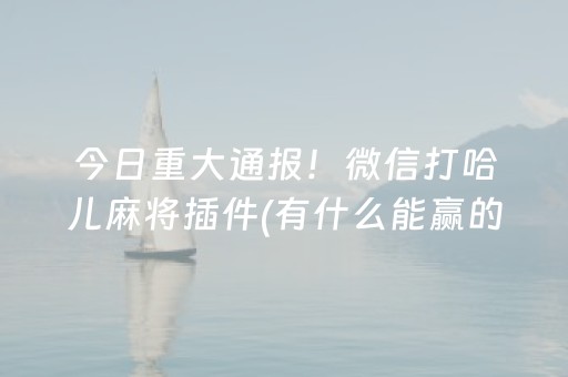今日重大通报！微信打哈儿麻将插件(有什么能赢的方法)