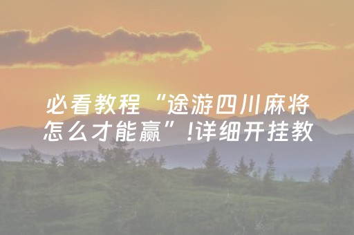 必看教程“途游四川麻将怎么才能赢”!详细开挂教程-抖音