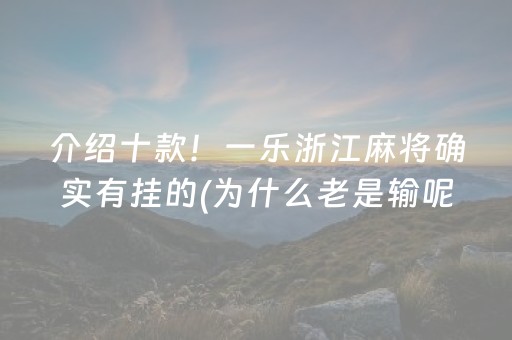介绍十款！一乐浙江麻将确实有挂的(为什么老是输呢)