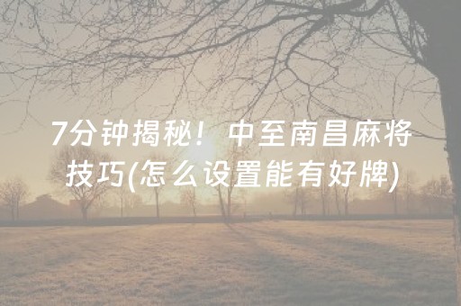 7分钟揭秘！中至南昌麻将技巧(怎么设置能有好牌)