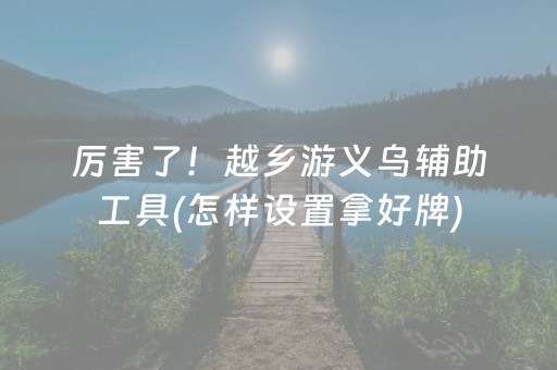 厉害了！越乡游义乌辅助工具(怎样设置拿好牌)