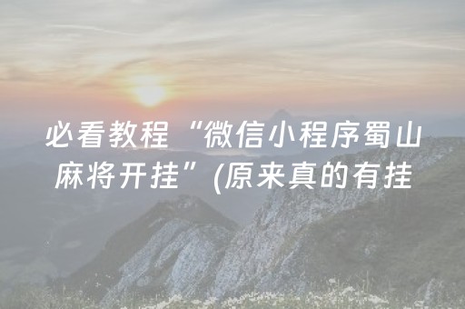 必看教程“微信小程序蜀山麻将开挂”(原来真的有挂)-抖音