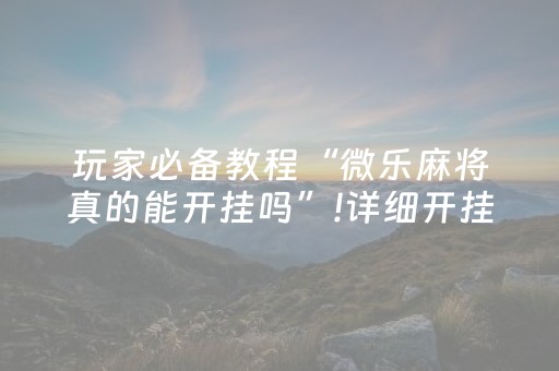 玩家必备教程“微乐麻将真的能开挂吗”!详细开挂教程-抖音
