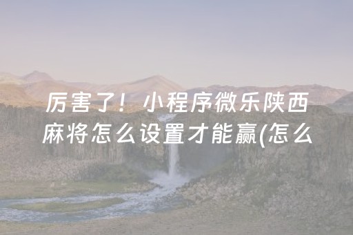 厉害了！小程序微乐陕西麻将怎么设置才能赢(怎么提高赢牌率)