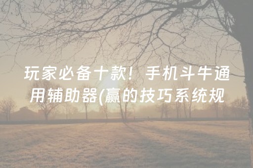 玩家必备十款！手机斗牛通用辅助器(赢的技巧系统规律)
