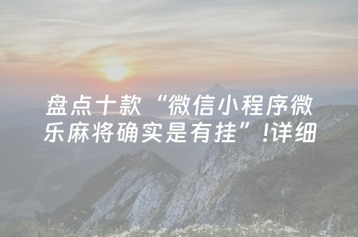盘点十款“微信小程序微乐麻将确实是有挂”!详细开挂教程-抖音