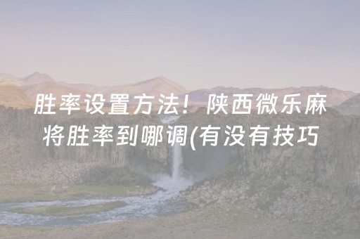 胜率设置方法！陕西微乐麻将胜率到哪调(有没有技巧)