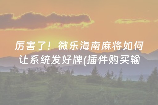 厉害了！微乐海南麻将如何让系统发好牌(插件购买输赢规律)