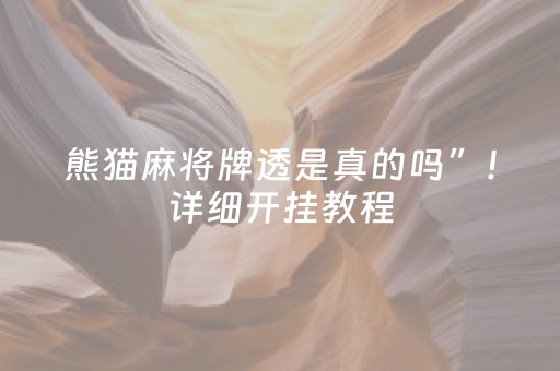 熊猫麻将牌透是真的吗”！详细开挂教程（确实真的有挂)-抖音