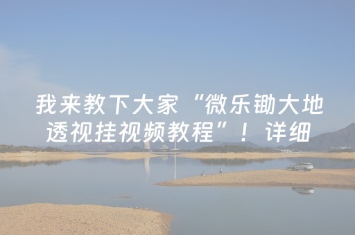 我来教下大家“微乐锄大地透视挂视频教程”！详细开挂教程（确实真的有挂)-抖音