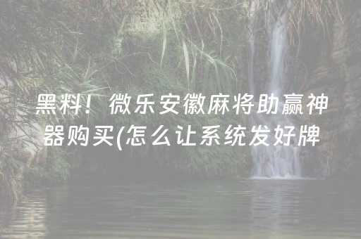 黑料！微乐安徽麻将助赢神器购买(怎么让系统发好牌)