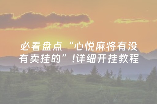 必看盘点“心悦麻将有没有卖挂的”!详细开挂教程-抖音