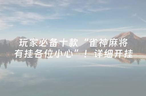 玩家必备十款“雀神麻将有挂各位小心”！详细开挂教程（确实真的有挂)-抖音