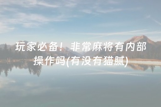 玩家必备！非常麻将有内部操作吗(有没有猫腻)
