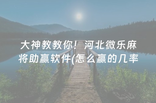 大神教教你！河北微乐麻将助赢软件(怎么赢的几率大)