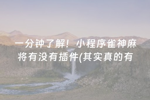 一分钟了解！小程序雀神麻将有没有插件(其实真的有挂)